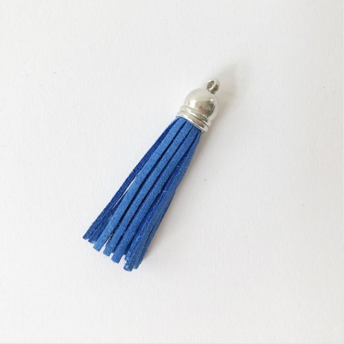 Kunstleder Quaste - 55mm - blau